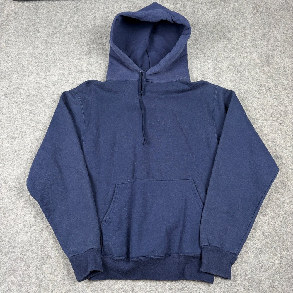 Jerzees‎ Hoodie Mens Small Navy Blue Heavyweight Boxy Pullover Vintage 90s  Y2K